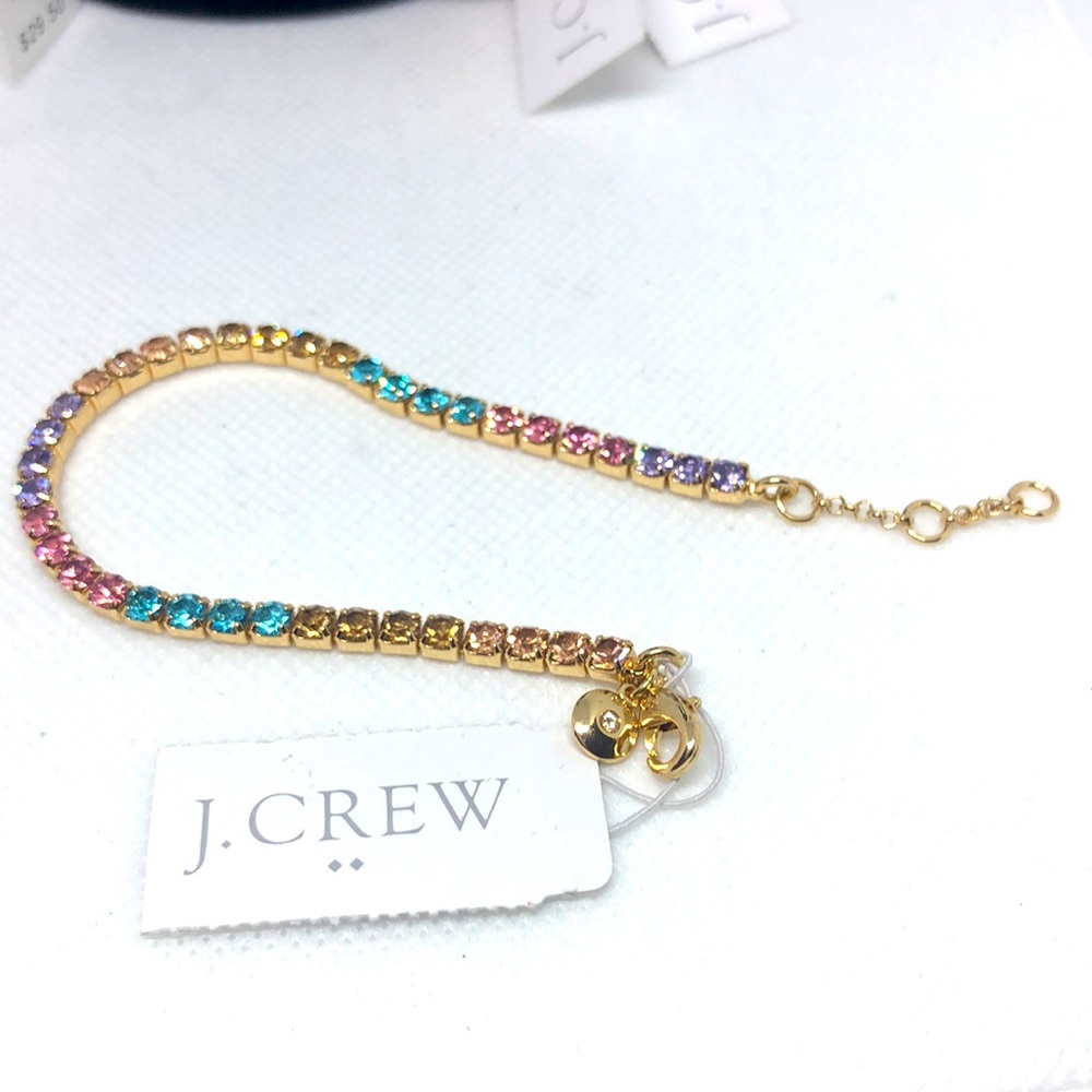 J. CREW Gold Multi Color Stone Bracelet